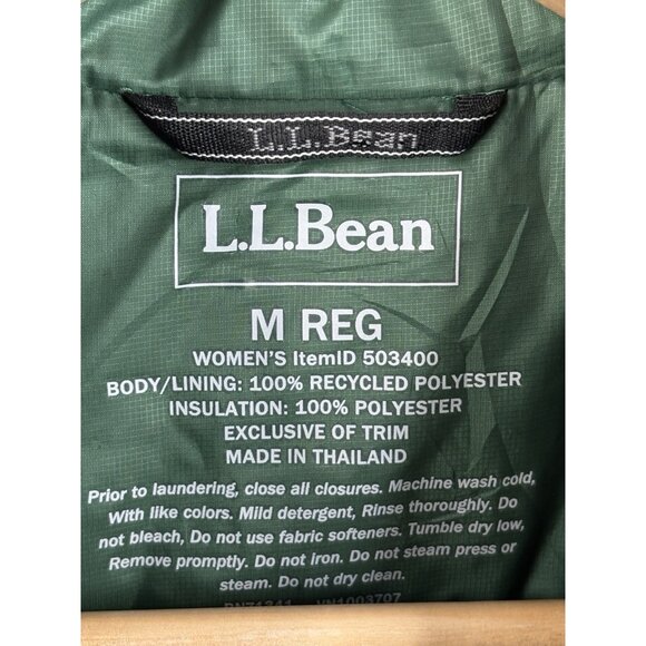 LL Bean Primaloft Packaway Puffer Vest Women’s Medium Reg Green Full Zip - Picture 4 of 14